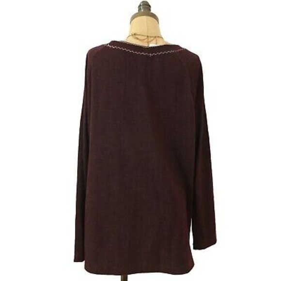 Max Studio Sweatshirt M Kangaroo Pocket Pullover White Stitching Purple NWT B2 - Picture 3 of 5